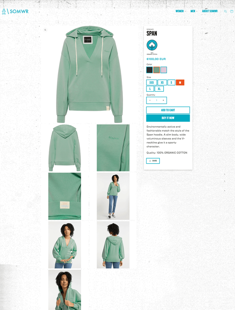 SOMWR umweltfreundliche Bekleidung – Ansicht des Onlineshops, Damen-Pullover