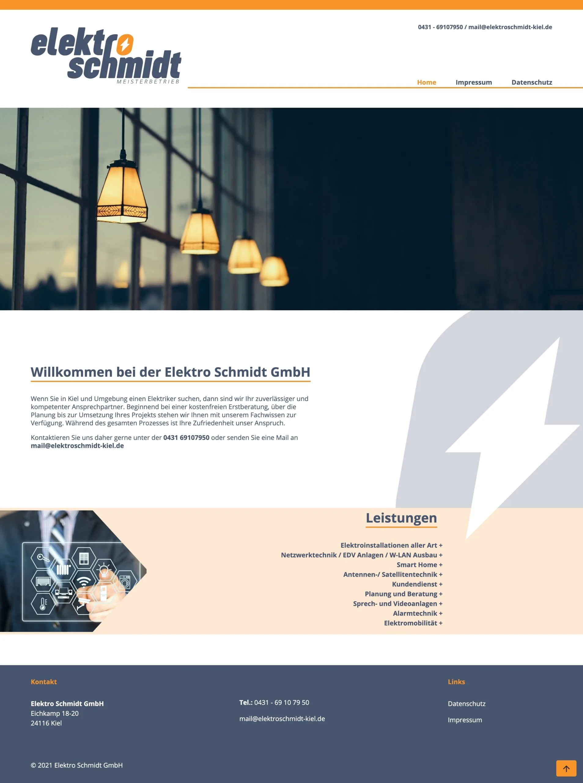Ansicht der Webseite von Elektro Schmidt