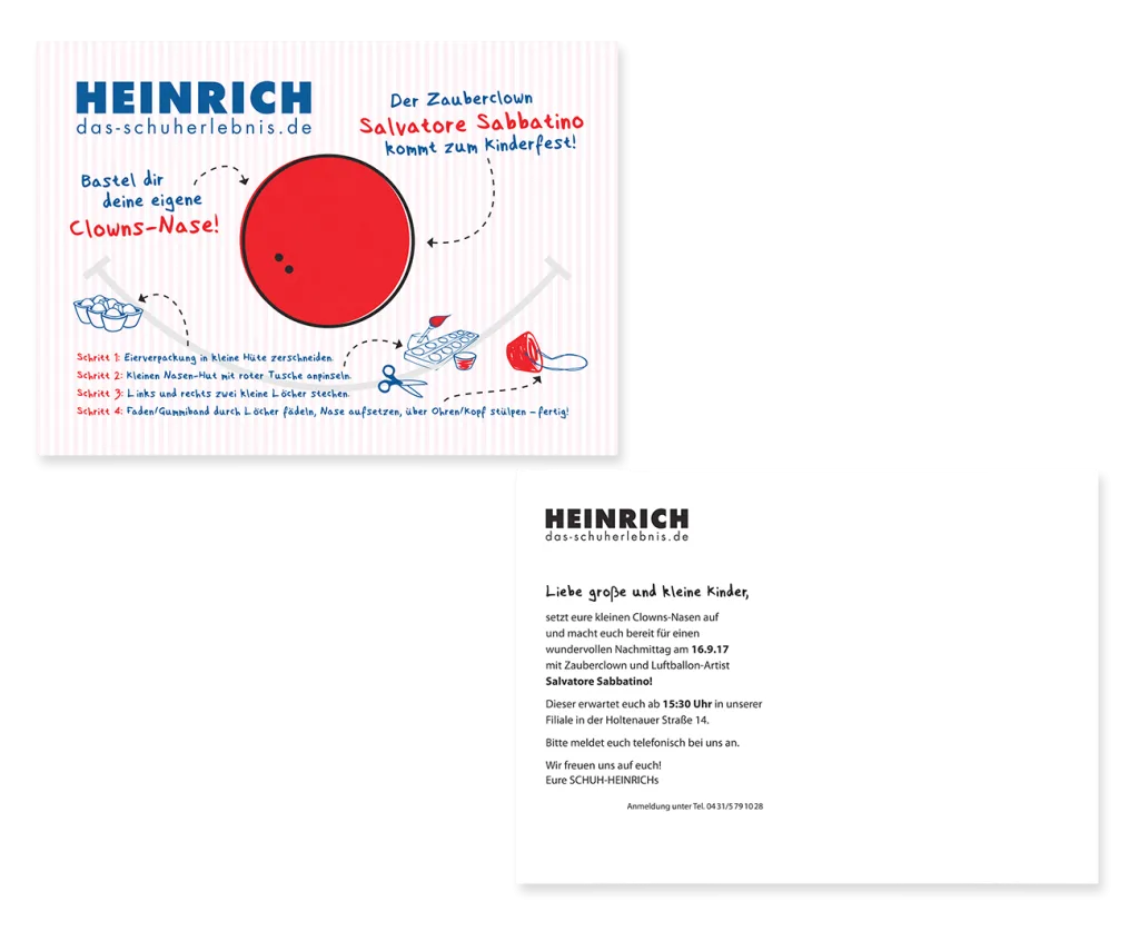 Kinderfest Einladungskarte Mailing Gestaltung Schuhgeschäft