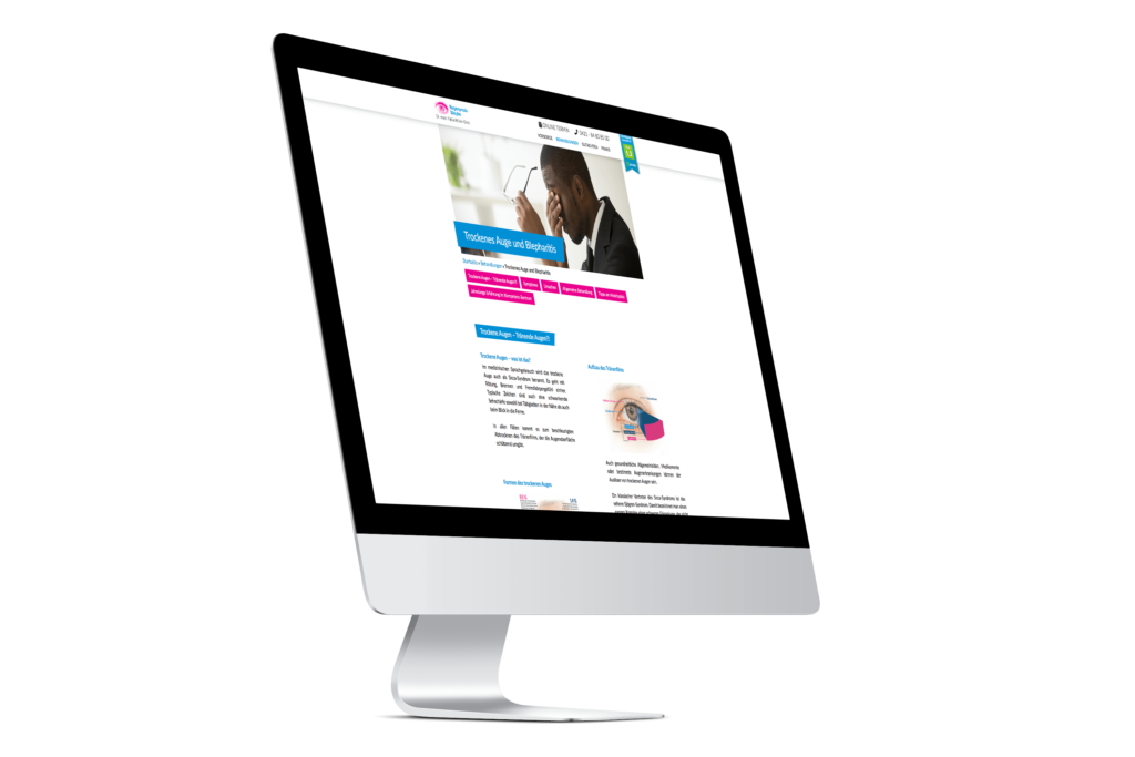Webseite Screendesign Augenarzt Mockup