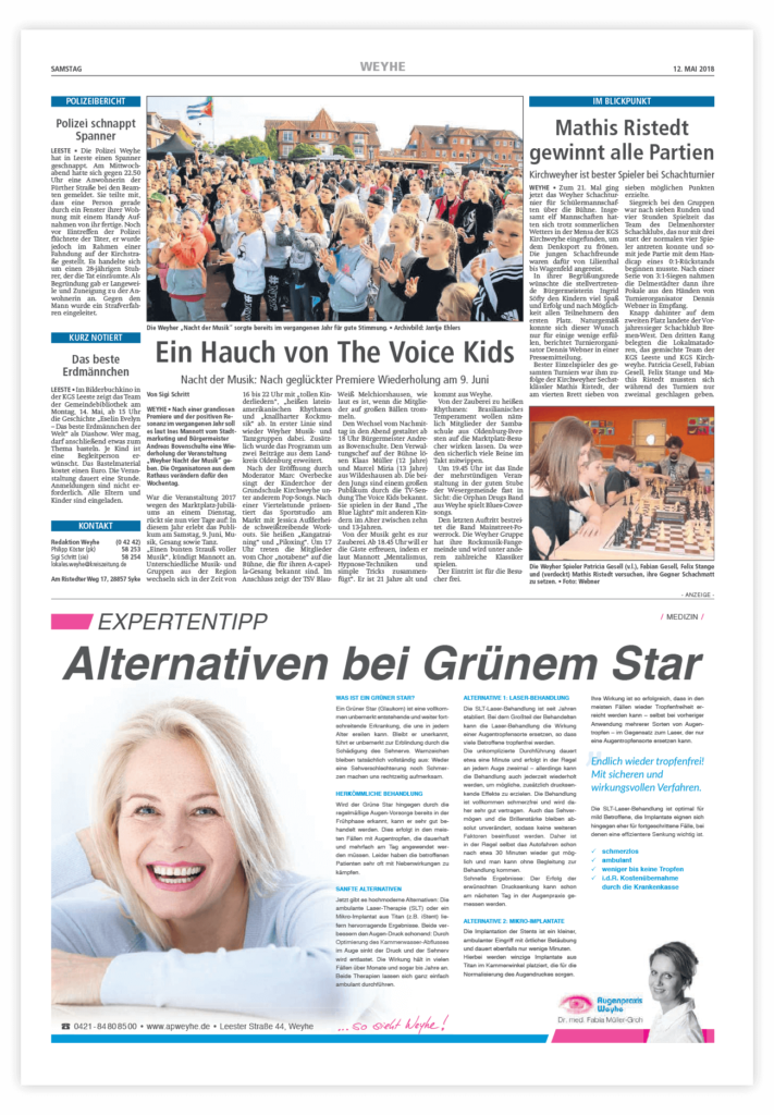 Anzeige Zeitung Augenarzt Expertentipp