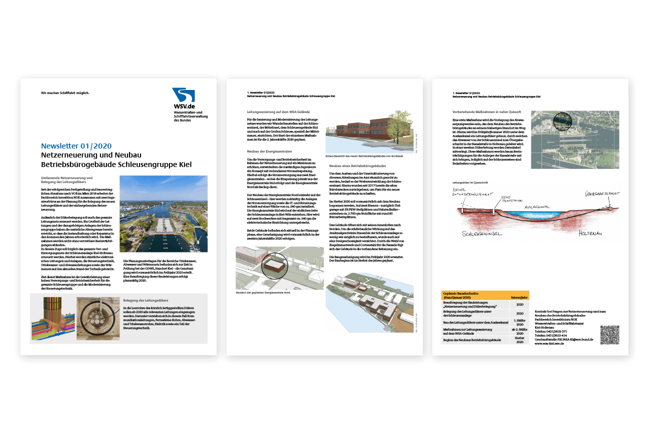 Broschüre Newsletter Gestaltung Amt Wasser- und Schifffahrtsverwaltung