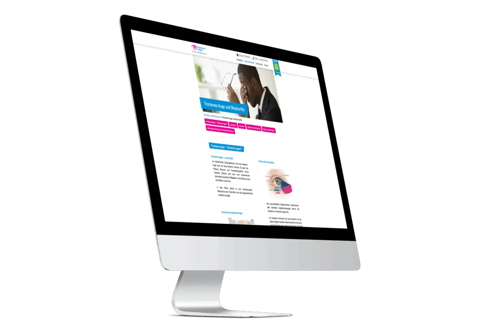 Webseite Screendesign Augenarzt Mockup