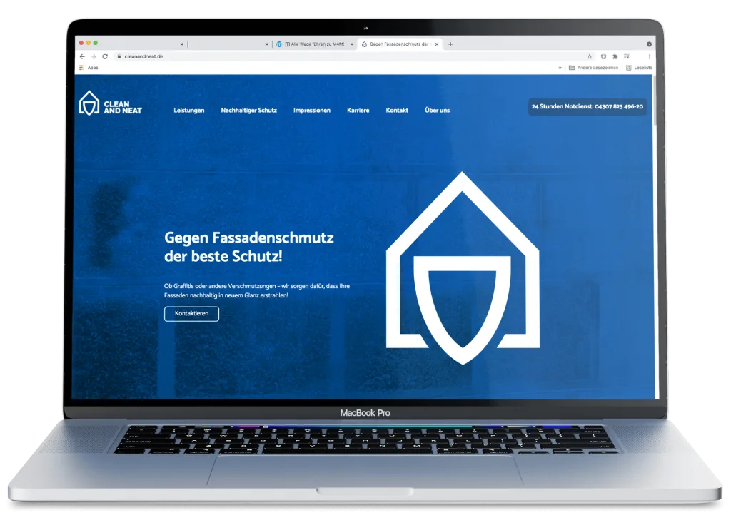 Internetseite Screendesign Reinigung