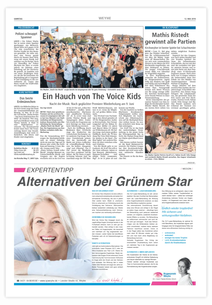 Anzeige Zeitung Augenarzt Expertentipp