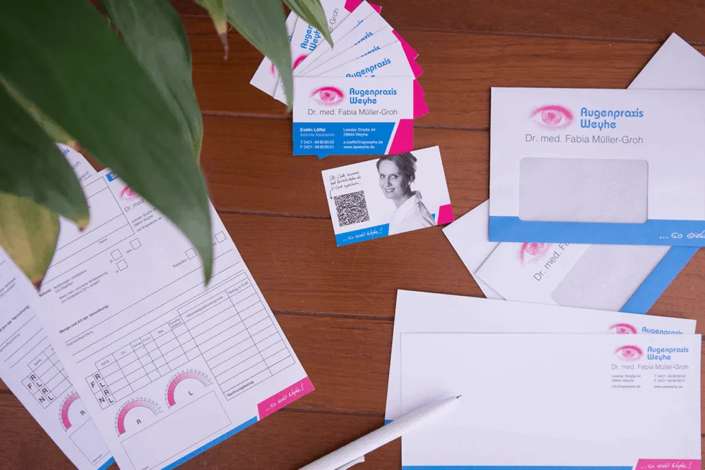 Geschäftsausstattung Augenarzt Praxis Corporate Design Briefpapier Visitenkarte