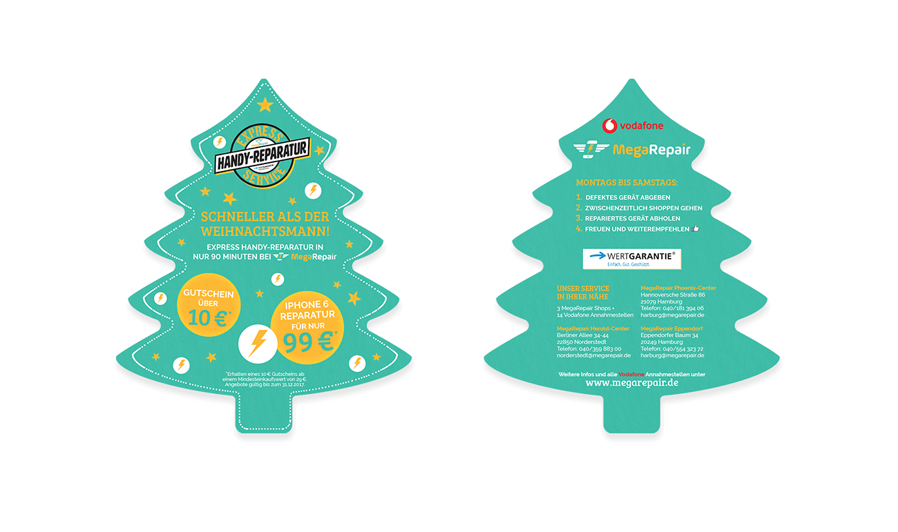 Flyer Sonderform Tannenbaum Weihnachtsflyer Gestaltung Layout