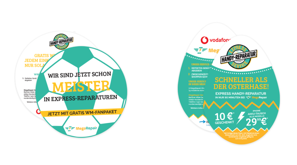 Flyer Sonderform Gestaltung Aktionsflyer Fußball Ostern