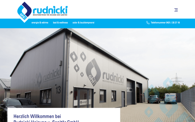 rudnicki Meisterbetrieb für Heizung und Sanitär – Webseiten-Ansicht Desktop-Version