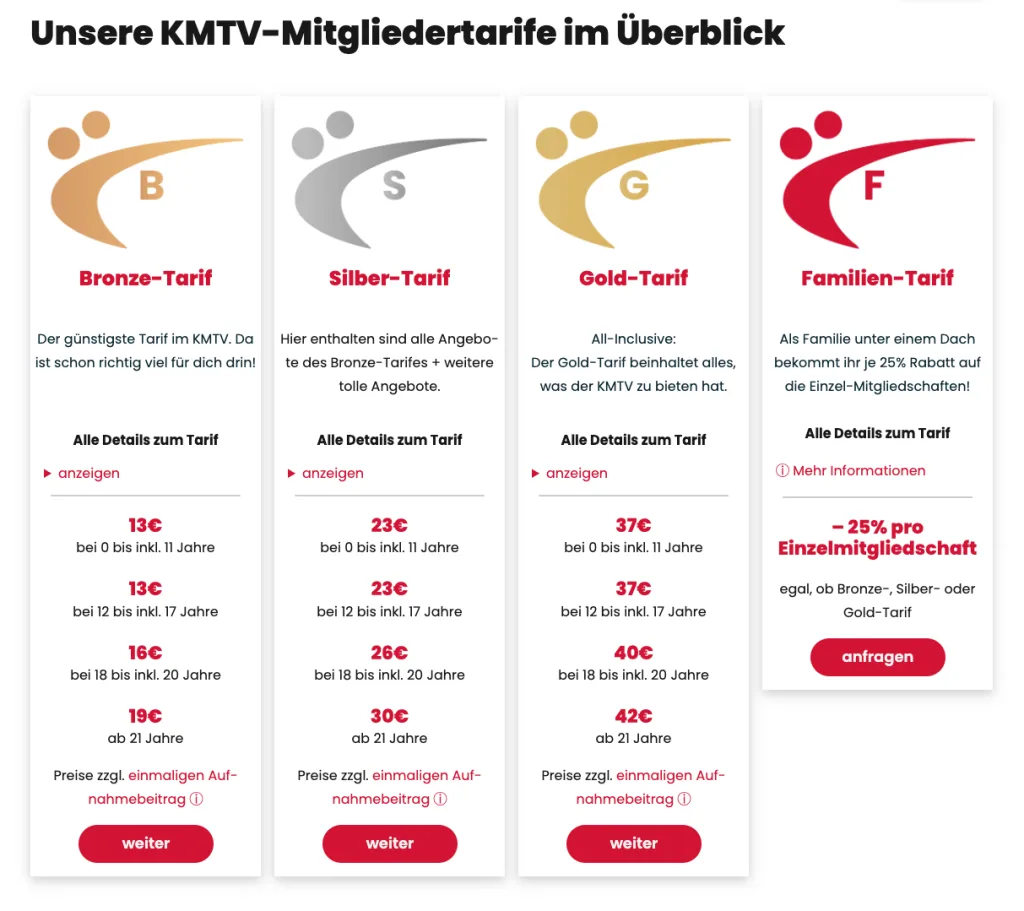 KMTV-Tarife im Überblick