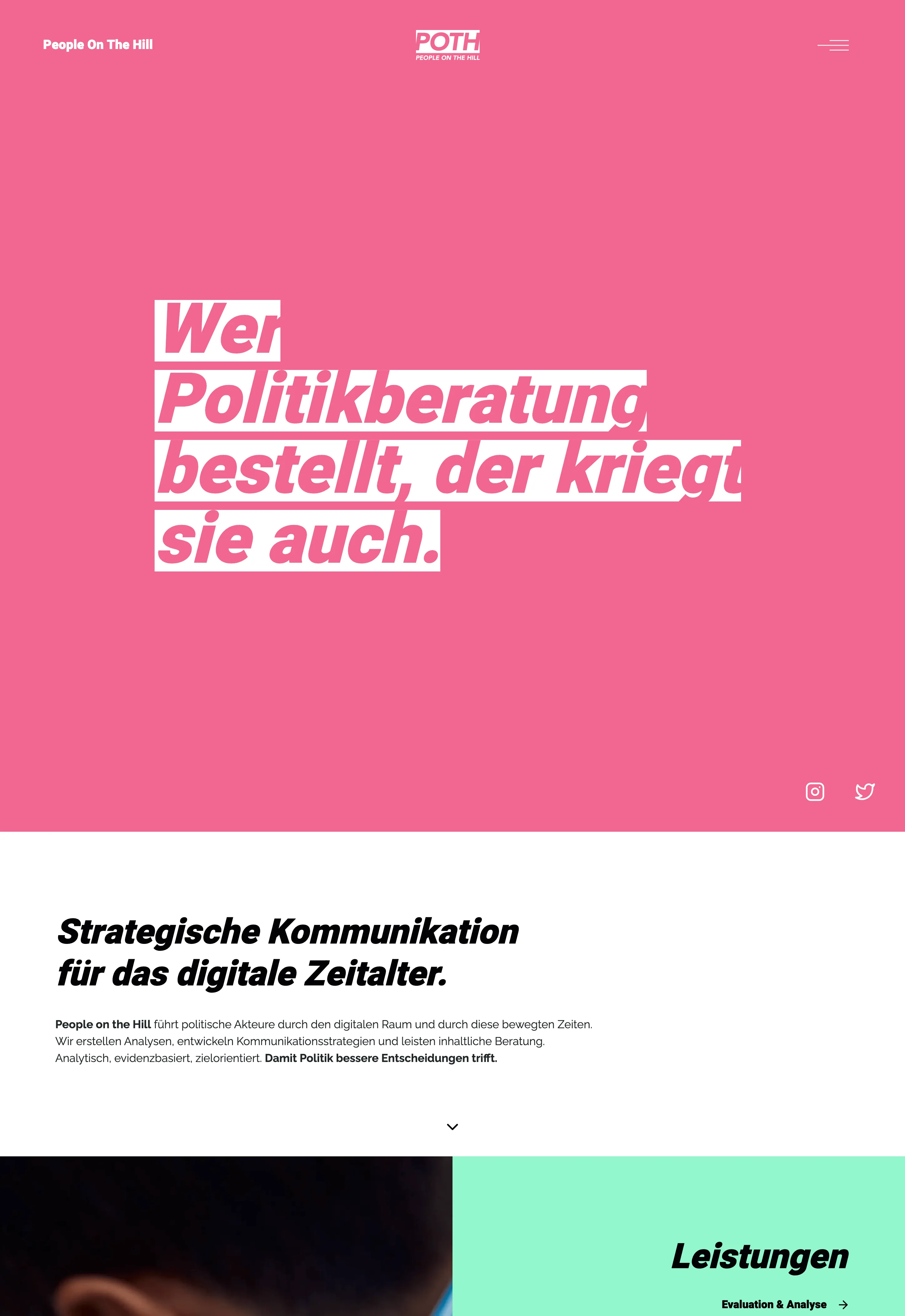 Screenshot der Startseite von People On The Hill