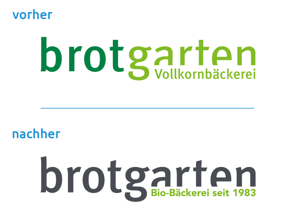 Vergleich des Brotgarten-Logos vorher und nachher