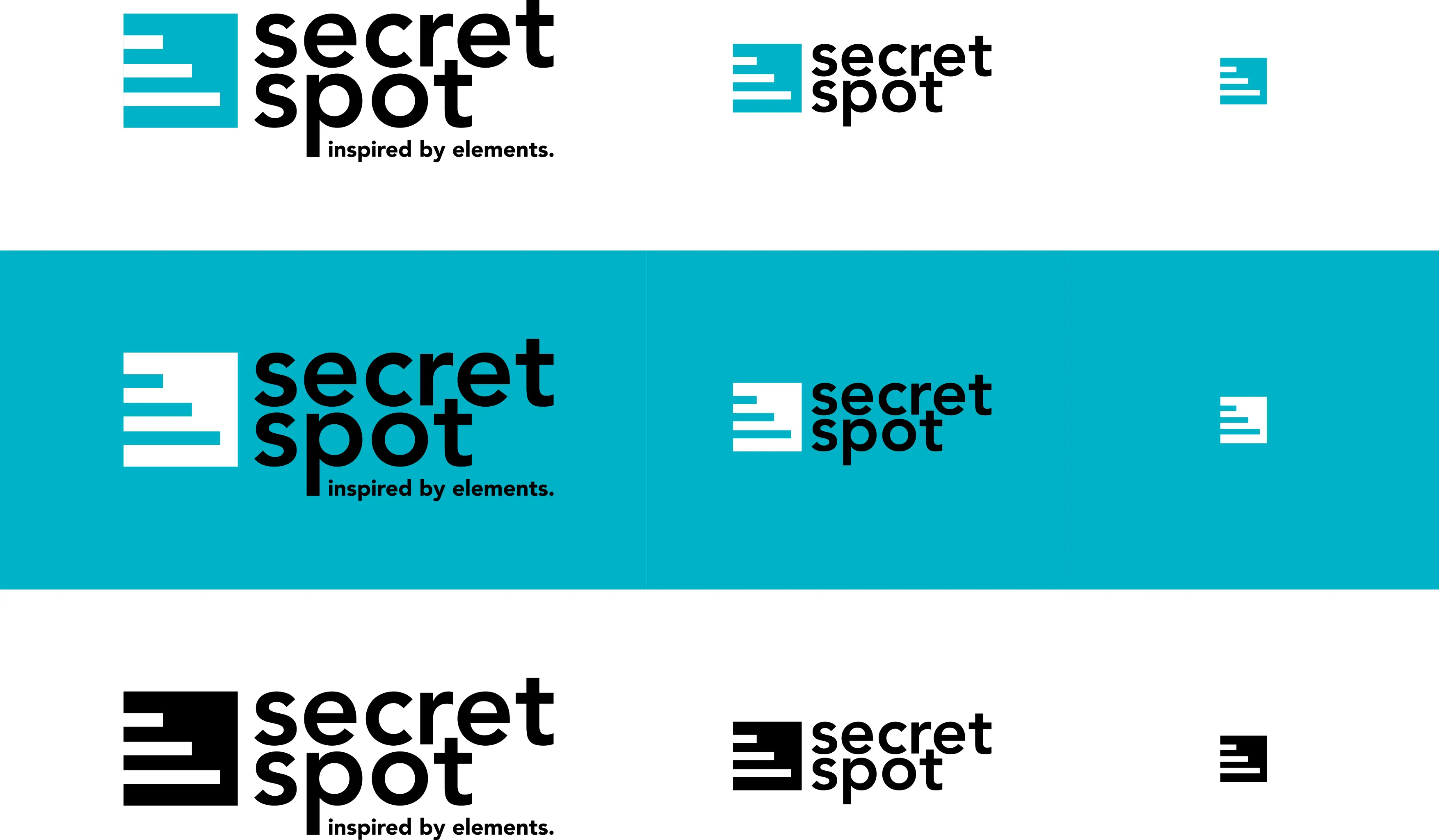 Redesign des Secret Spot-Logos, in Farbe, Hell und Dunkel