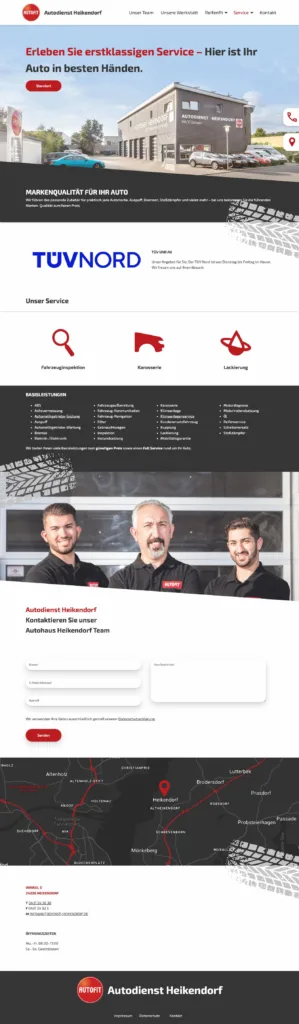 Vollbild-Screenshot der Webseite Autodienst-Heikendorf.de, Browser-Mockup