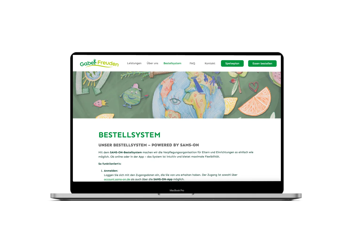 Screenshot der Gabel-Freuden-Webseite als Laptop-Mockup dargestellt