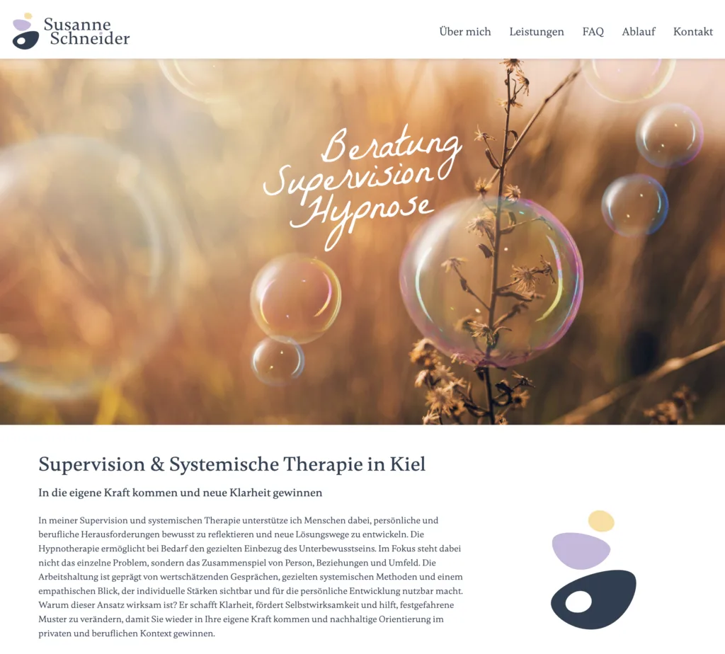 Ansicht der Webseite von Susanne Schneider